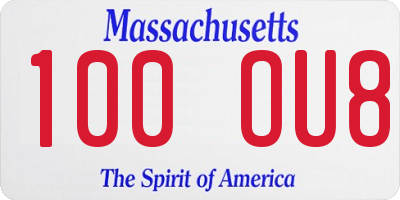 MA license plate 100OU8