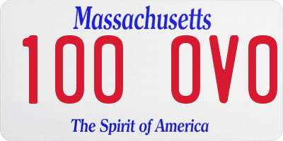 MA license plate 100OV0