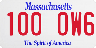 MA license plate 100OW6