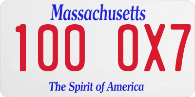 MA license plate 100OX7
