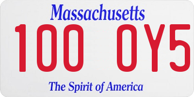 MA license plate 100OY5
