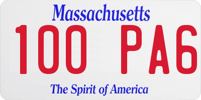 MA license plate 100PA6