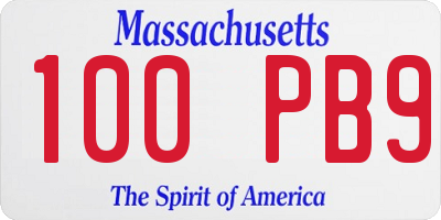 MA license plate 100PB9