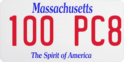 MA license plate 100PC8