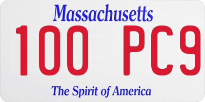 MA license plate 100PC9