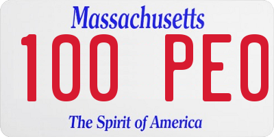 MA license plate 100PE0