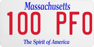 MA license plate 100PF0