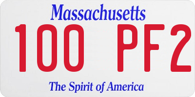 MA license plate 100PF2