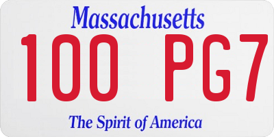 MA license plate 100PG7