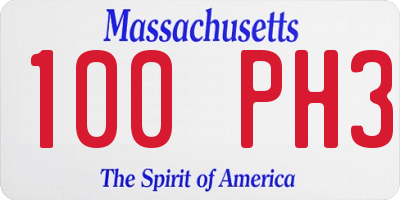 MA license plate 100PH3
