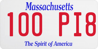 MA license plate 100PI8