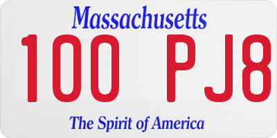 MA license plate 100PJ8