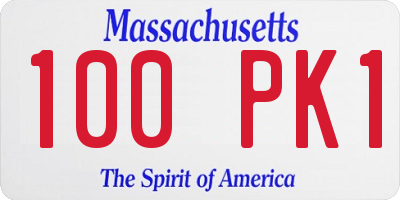 MA license plate 100PK1