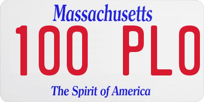MA license plate 100PL0