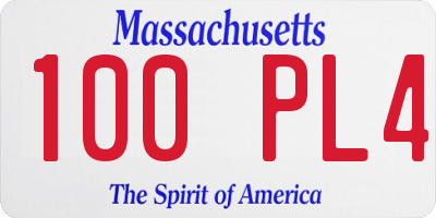 MA license plate 100PL4