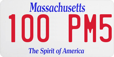 MA license plate 100PM5