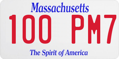 MA license plate 100PM7