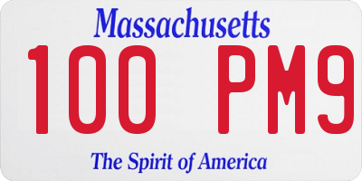 MA license plate 100PM9