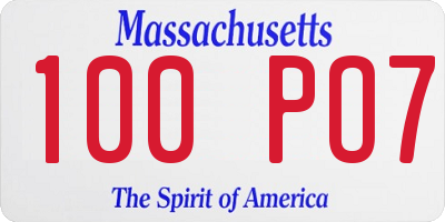 MA license plate 100PO7