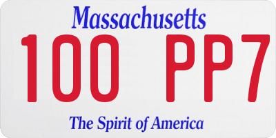 MA license plate 100PP7