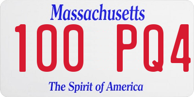 MA license plate 100PQ4