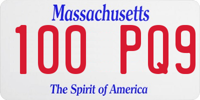 MA license plate 100PQ9