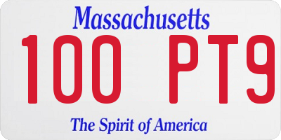 MA license plate 100PT9