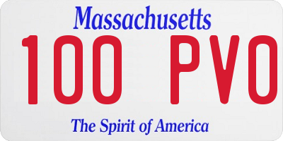 MA license plate 100PV0