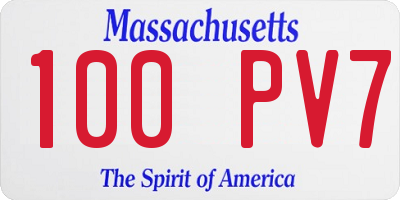 MA license plate 100PV7