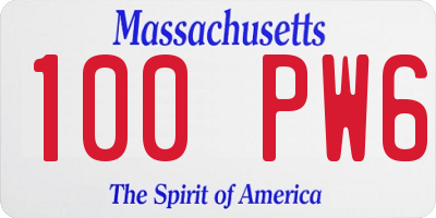 MA license plate 100PW6