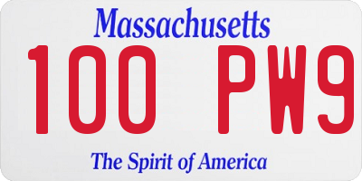 MA license plate 100PW9