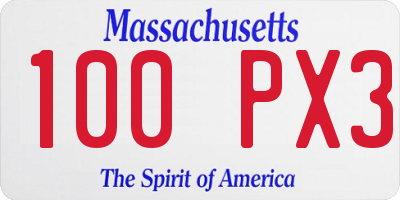 MA license plate 100PX3