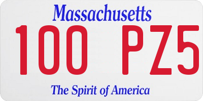 MA license plate 100PZ5