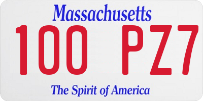 MA license plate 100PZ7