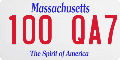 MA license plate 100QA7