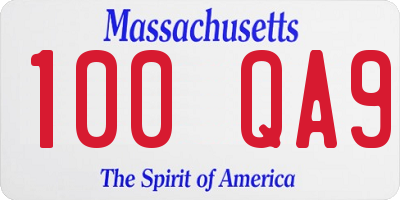 MA license plate 100QA9