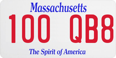 MA license plate 100QB8