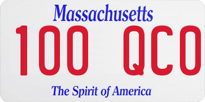 MA license plate 100QC0