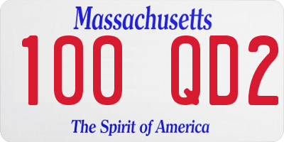 MA license plate 100QD2