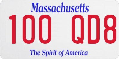 MA license plate 100QD8