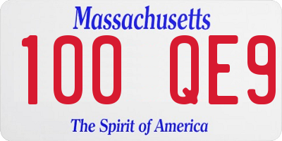 MA license plate 100QE9