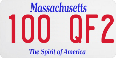 MA license plate 100QF2