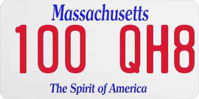 MA license plate 100QH8