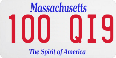 MA license plate 100QI9