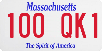 MA license plate 100QK1