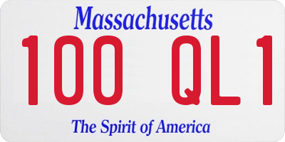 MA license plate 100QL1