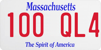 MA license plate 100QL4