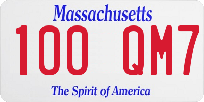 MA license plate 100QM7