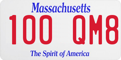 MA license plate 100QM8