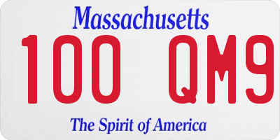 MA license plate 100QM9